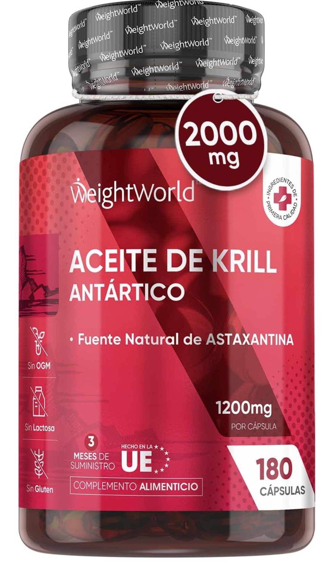 Aceite de Krill Omega 3 del Antártico | Fuente de Omega 3 de Krill (DHA y EPA), Astaxantina Natural y Fosfolípidos Marinos - Alternativa al Aceite de Pescado