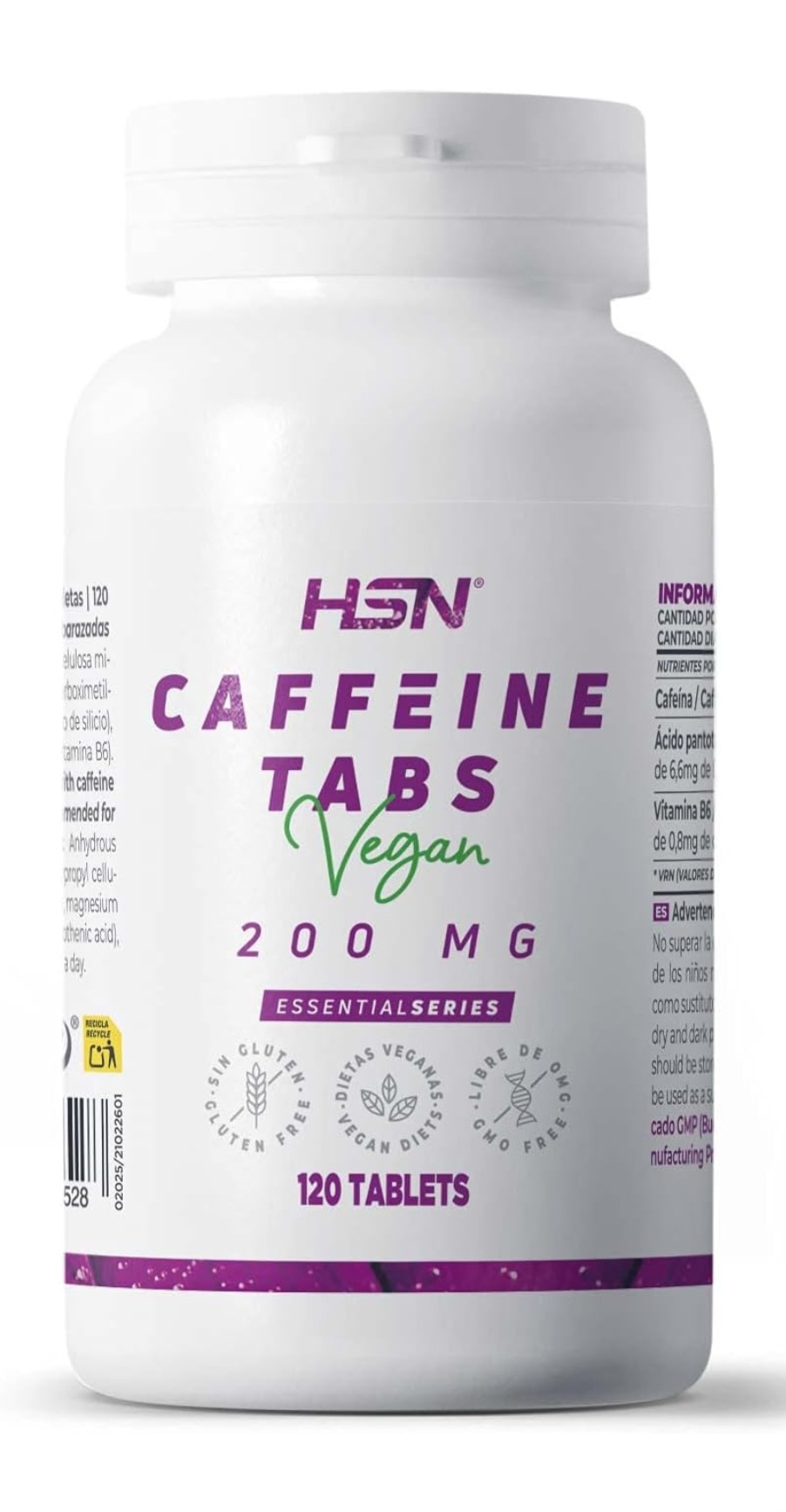 Cafeína Anhidra Pura de HSN | Cafeína Efecto Rápido | Dosis Elevada | No-GMO, Vegano, Sin Gluten