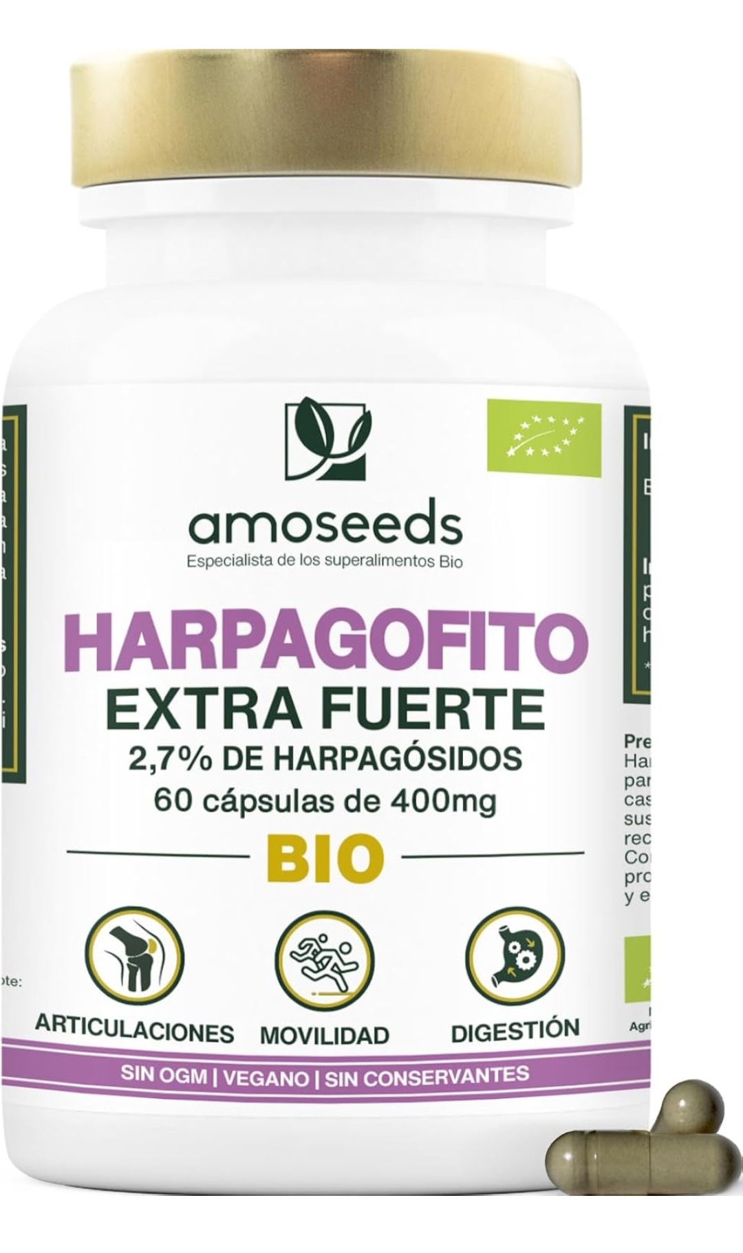 Harpagofito BIO | Harpagósidos | Articulaciones, Movilidad, Tendones | Garra del Diablo | Potente Analgésico y Antiinflamatorio | Primera Calidad