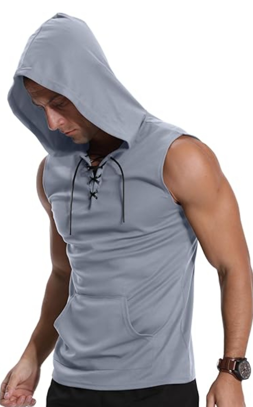 Sudadera sin mangas con capucha para hombre, camiseta deportiva para fitness, adelgazante muscular KUYIGO