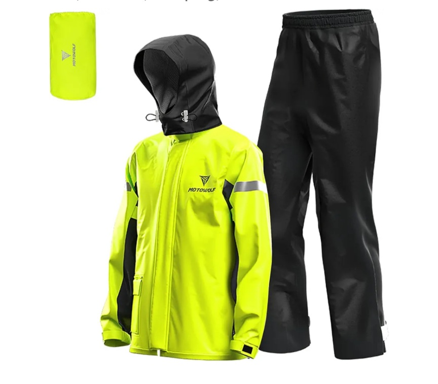 Traje de Lluvia para Motocicleta para Hombre, Chaqueta de Lluvia Impermeable Reflectante para Exteriores y Pantalones, Equipo de Lluvia para Andar en Bicicleta, Ciclismo, Camping, Senderismo