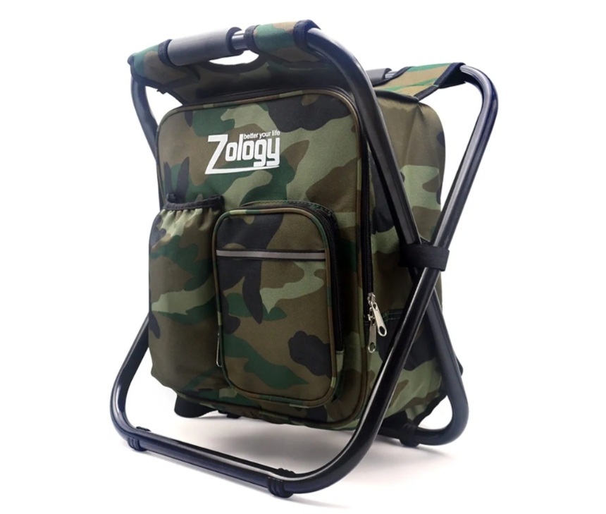 Silla Plegable Acampa Taburete Mochila con Refrigerador Bolsa de Picnic, Camuflaje Portátil Senderismo Bolsa de Tabla de Asiento para Pesca de Aire Libre Recorrido Playa Barbacoa