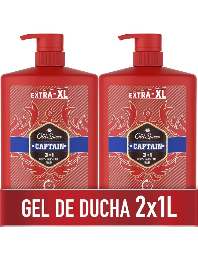 Gel De Baño Y Champú Para Hombres, Jabón 3 En 1 Para Cuerpo, Pelo Y Rostro, Frescor Duradero, Pack 2x1000 ml