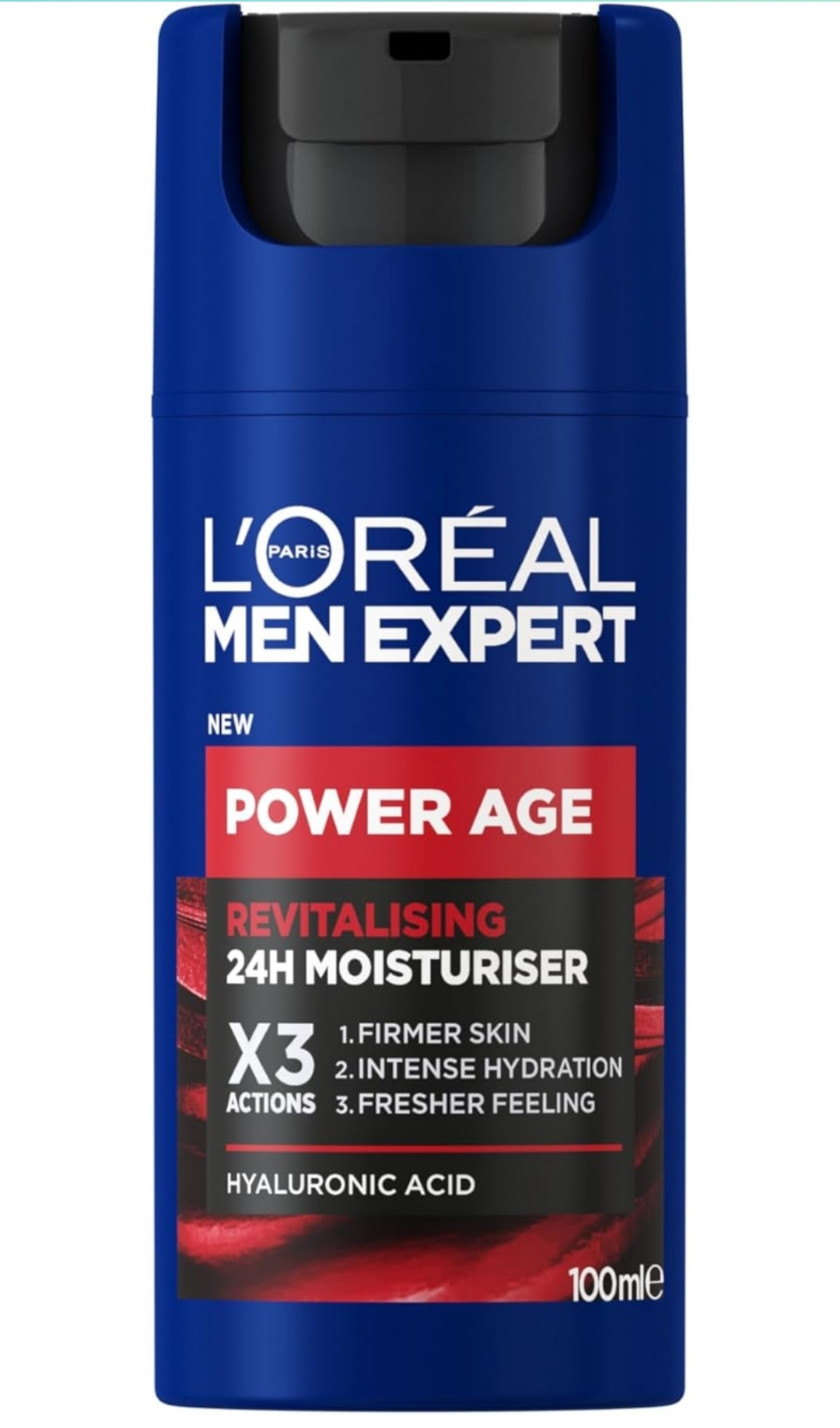 Crema hidratante para hombre, Antiarrugas y antienvejecimiento, Con ácido hialurónico hidratante para el envejecimiento, Para pieles secas y apagadas, Men Expert Power Age, 100ml