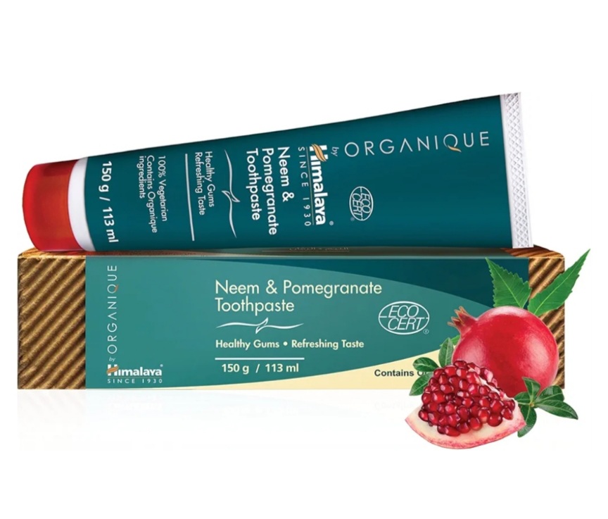 Pasta de Dientes de Neem y Granada, Natural, Sin Fluoruro, Sacarina y SLS, 150g Organique by Himalaya Neem and Pomegranate