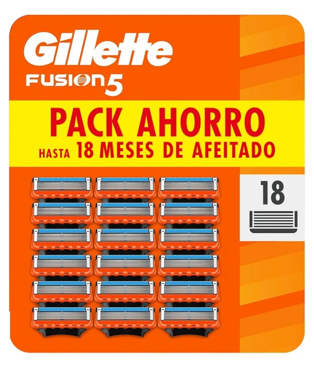 Gillette Fusion5 Cuchillas De Recambio Para Maquinillas De Afeitar Para Hombre, 18 Cuchillas De Recambio Para Maquinillas De Afeitar