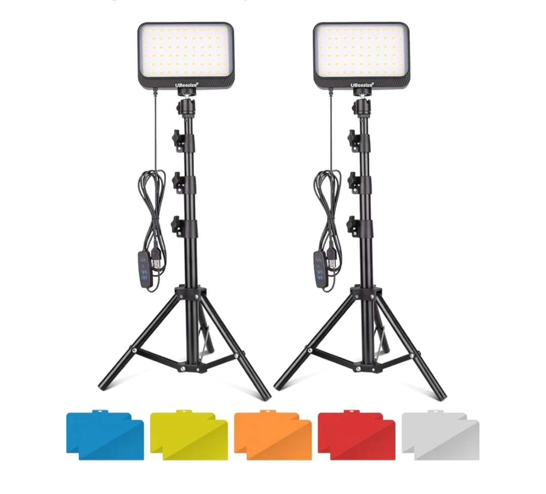 Luz LED de Vídeo Regulables con Soporte de Trípode Ajustable y Filtros de Color para Disparos de Mesa/ángulo Bajo, Zoom, Transmisión de Juegos, Youtube